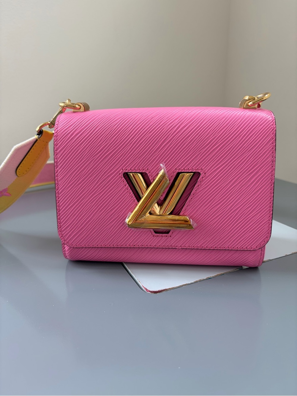 Louis Vuitton Pink Twist Compact Crossbody Bag with Gold Hardware